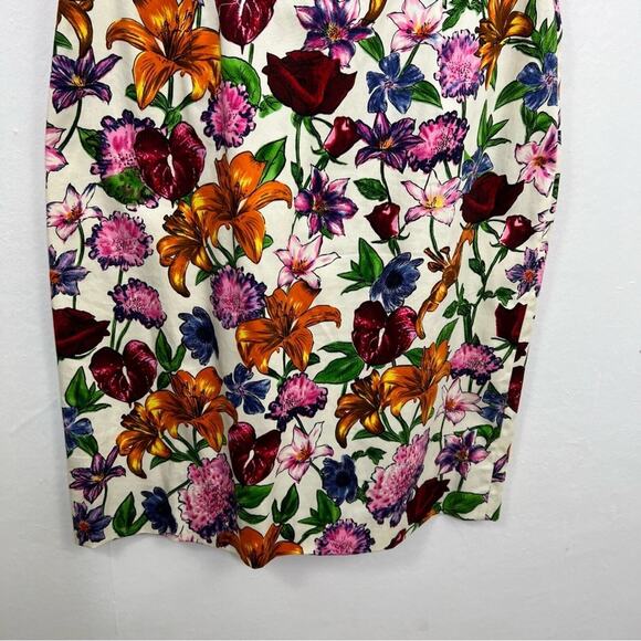 Chetta B Cream Floral V Neck Sleeveless Dress Size 8 - Picture 5 of 14